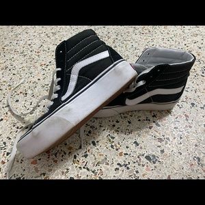 High top platform black vans